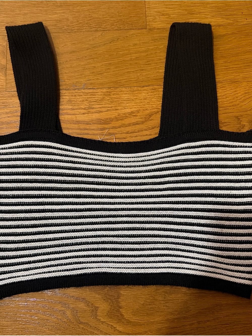 Striped Black & White Knit Tank Crop
